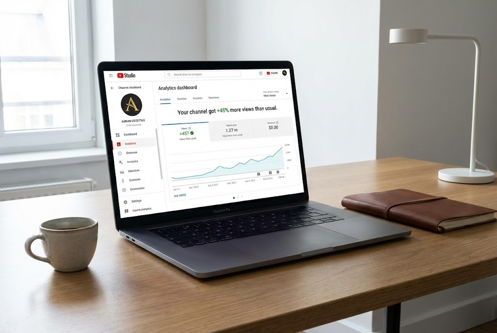 YouTube channel growth metrics showing subscriber increase watch time growth and revenue for luxury brand