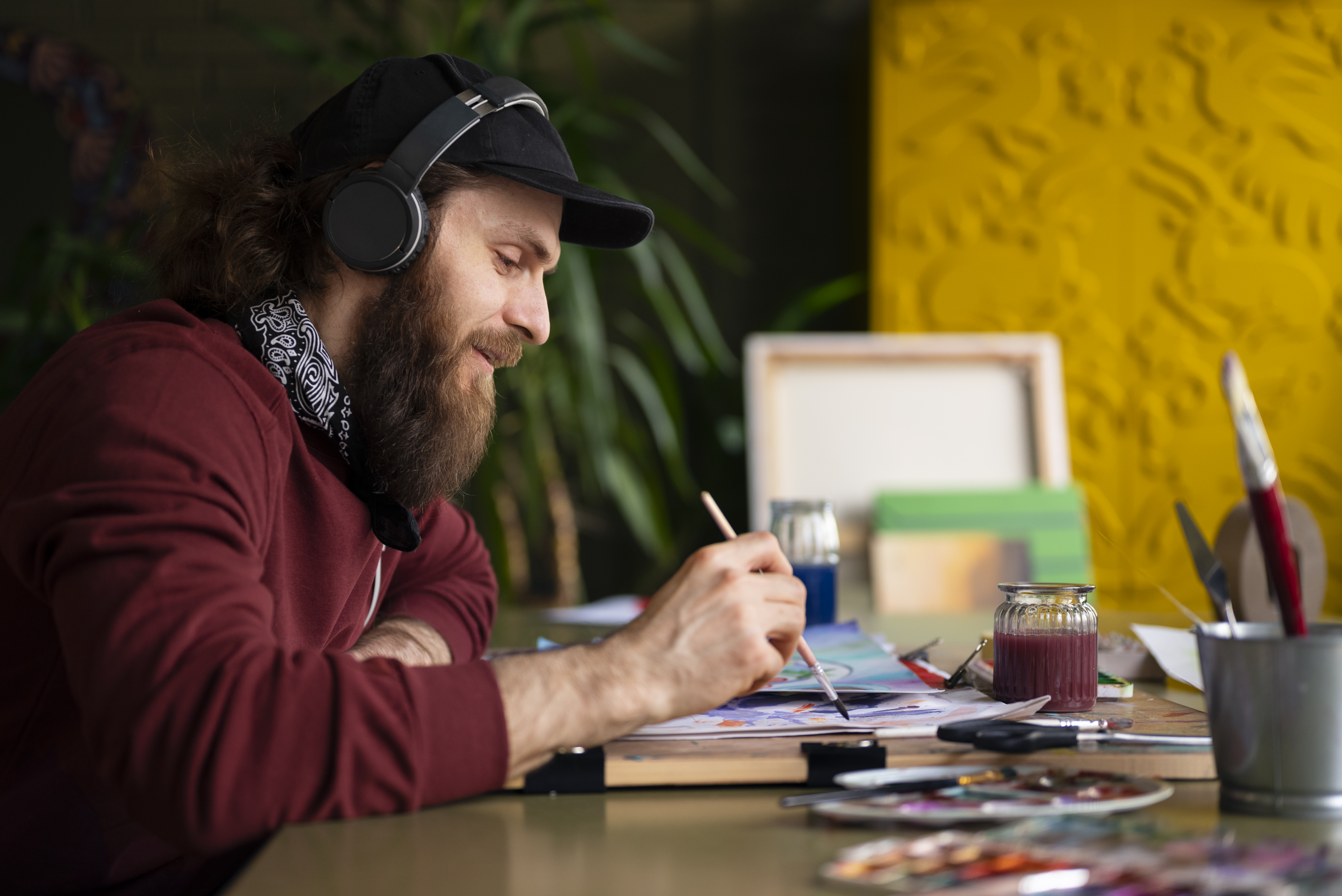 male painter in the studio