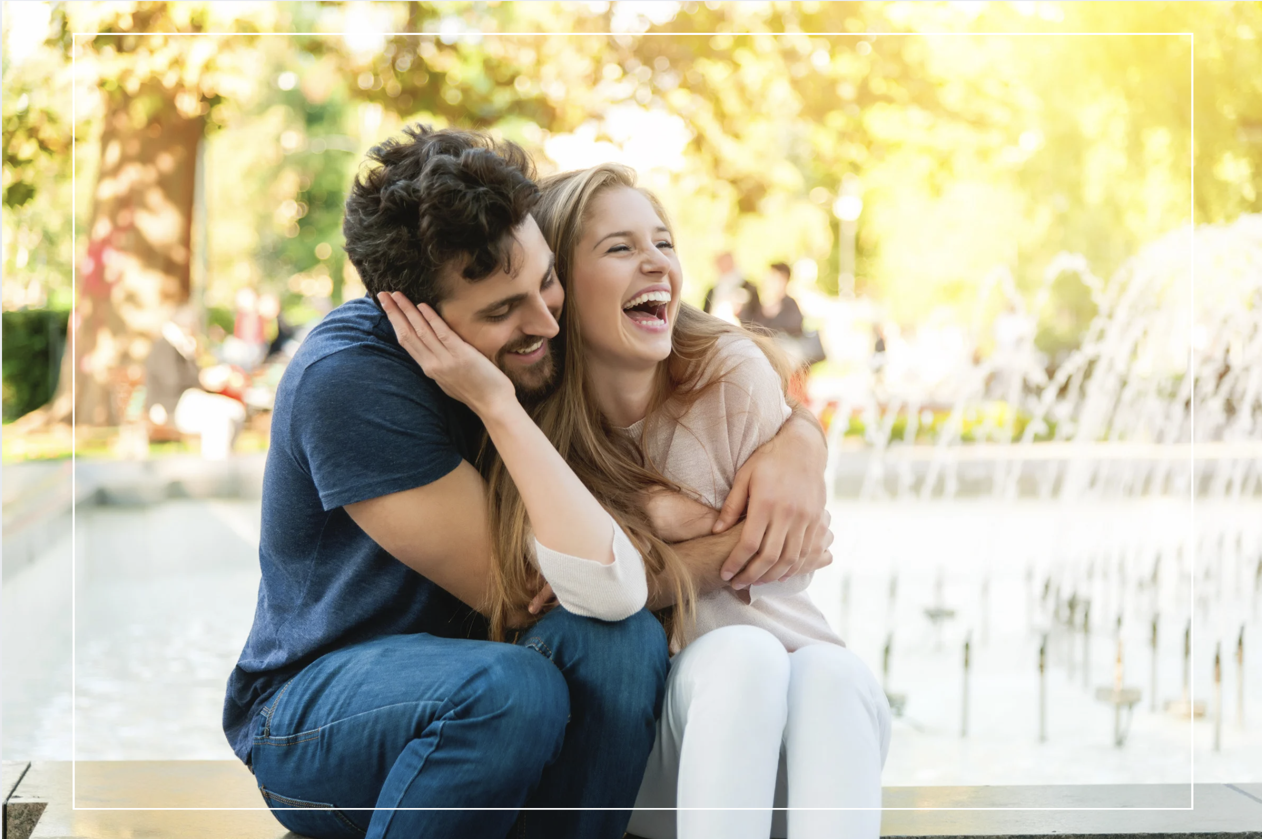 A couple laughing and embracing warmly, sharing a joyful moment of connection and closeness, reflecting emotional safety and secure attachment. A couple laughing and embracing warmly, sharing a joyful moment of connection and closeness, reflecting emotional safety and secure attachment.