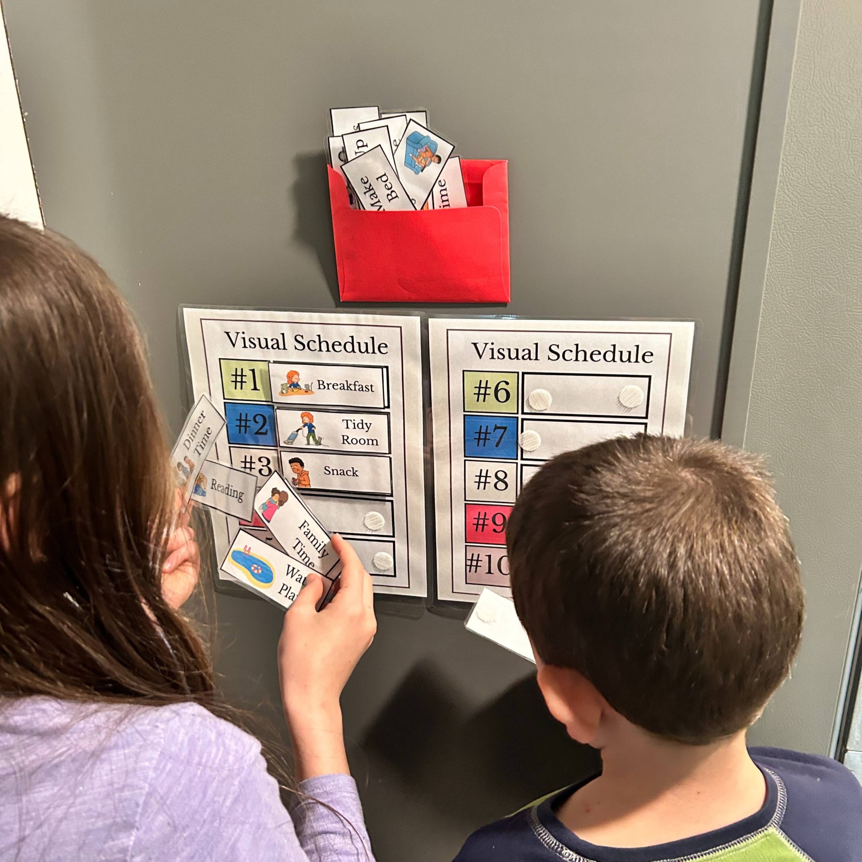 Children using visual schedule 