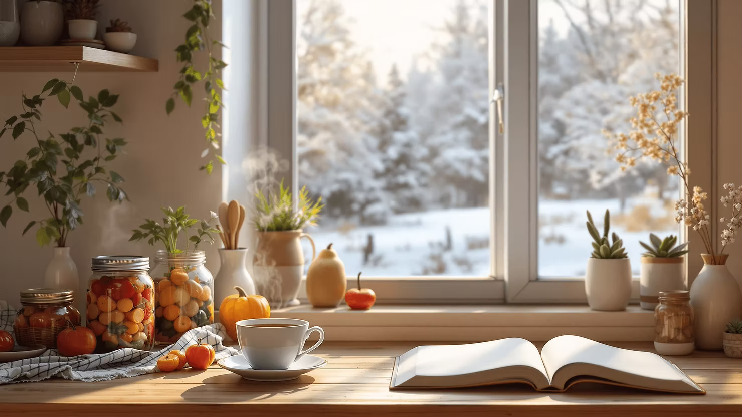 Looking out a window at a winter landscape, symbolizing introspection and life assessment. Looking out a window at a winter landscape, symbolizing introspection and life assessment.
