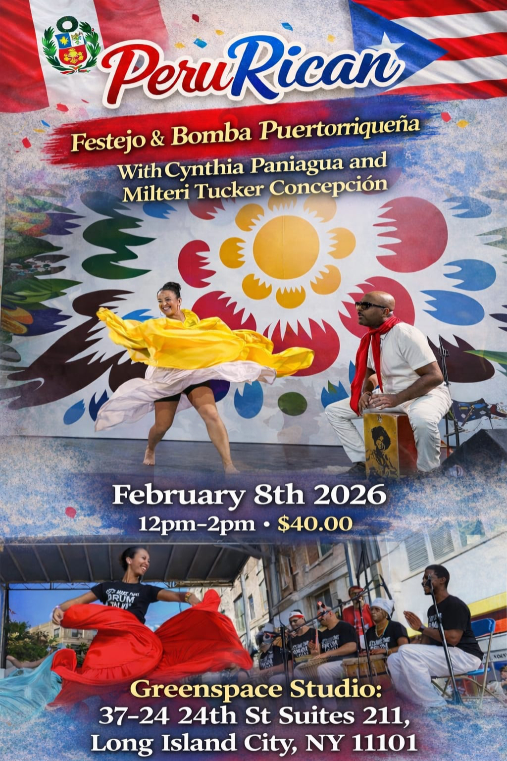 PERU-RICAN Dance Workshop: Festejo & Bomba * FEB 8TH * 12-2PM