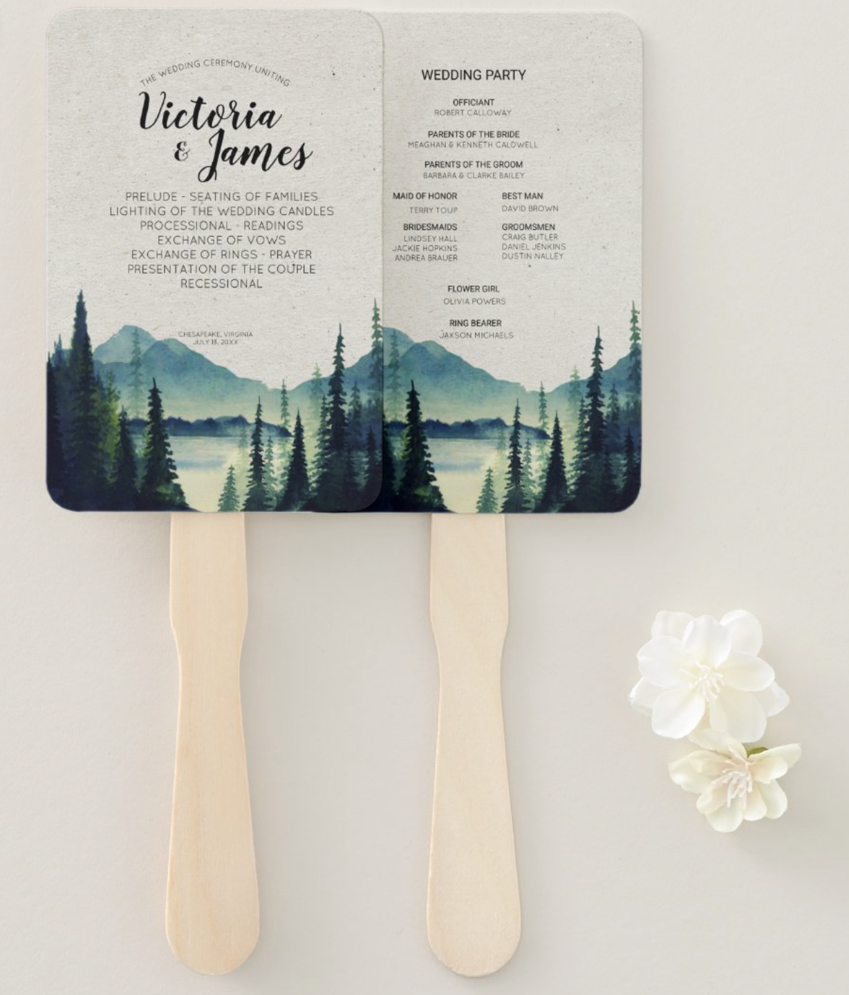 Wedding Programs as Fans to stay cool for summer wedding