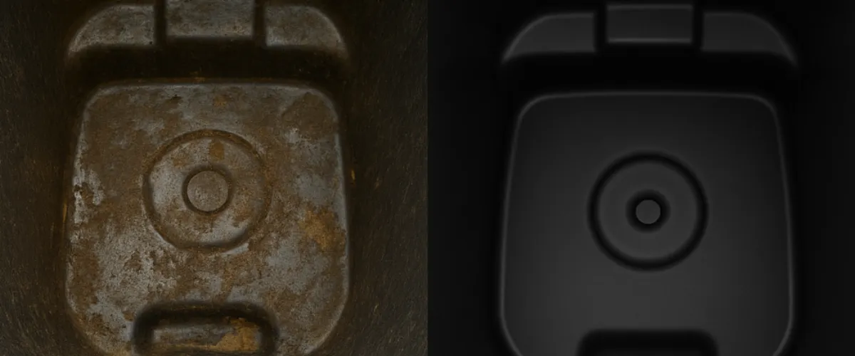 Before and after photo of dirty and clean black trash bin interior Before and after photo of dirty and clean black trash bin interior