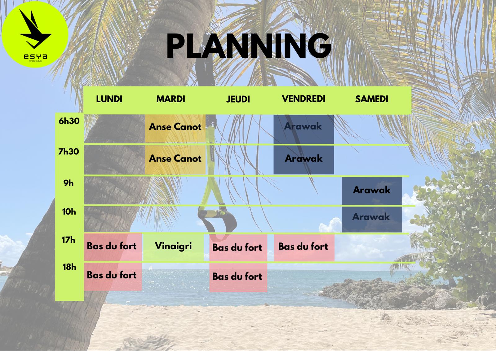 Planning des séances