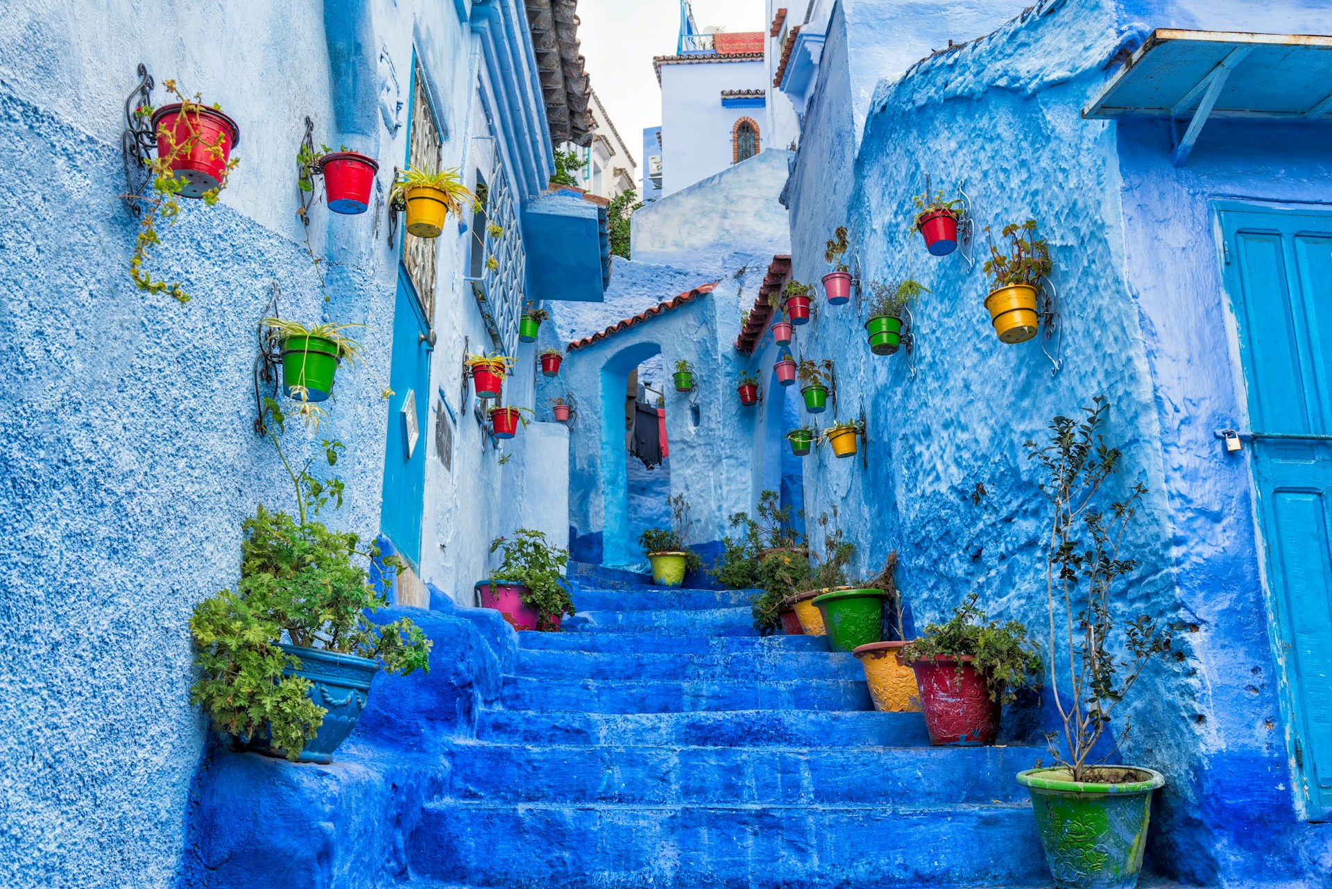 Chefchaouen colorful street Morocco