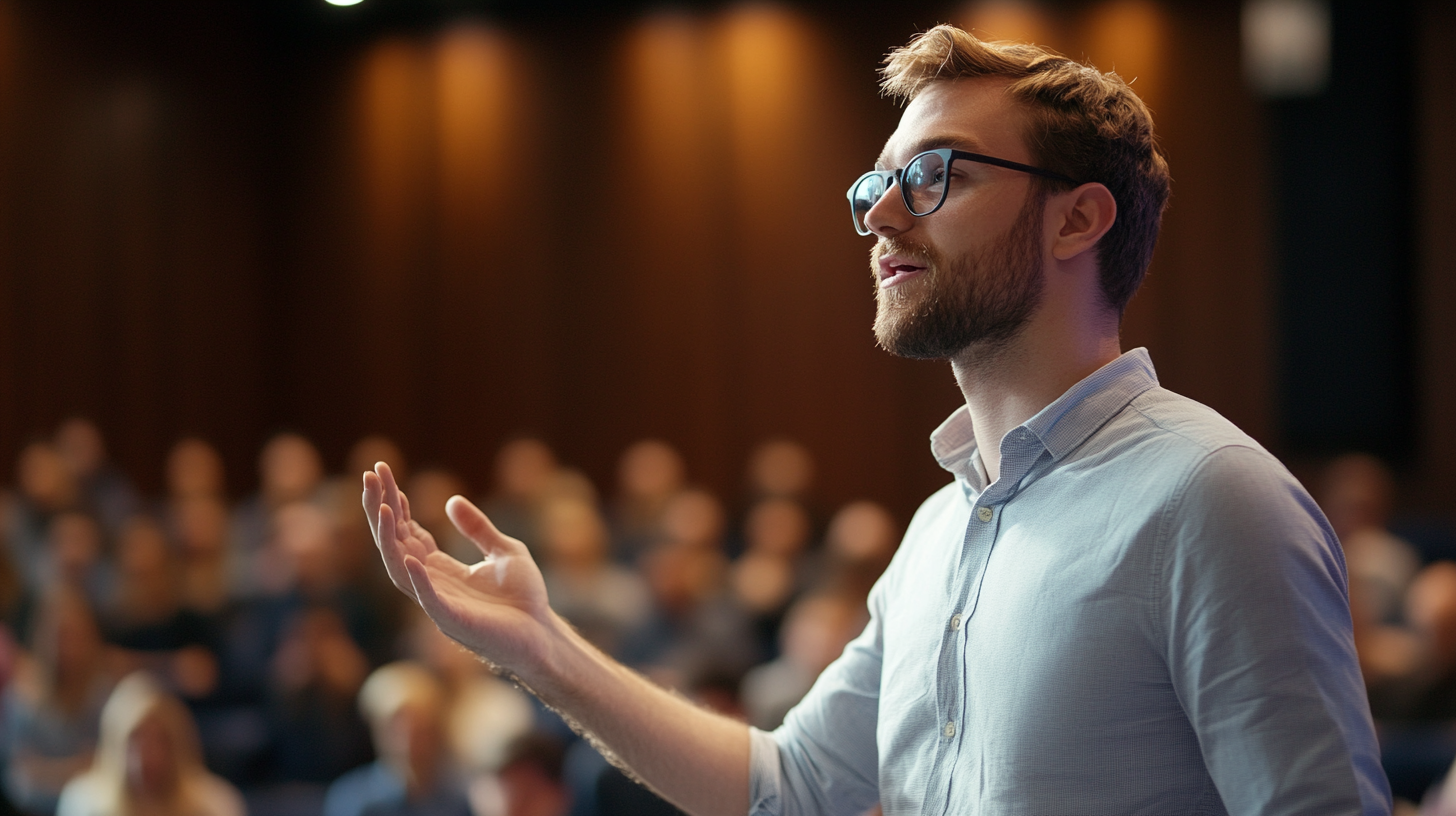 A confident professional in business attire delivering a dynamic presentation in a modern boardroom with digital visual aids, symbolizing leadership and strategic insight. A confident professional in business attire delivering a dynamic presentation in a modern boardroom with digital visual aids, symbolizing leadership and strategic insight.