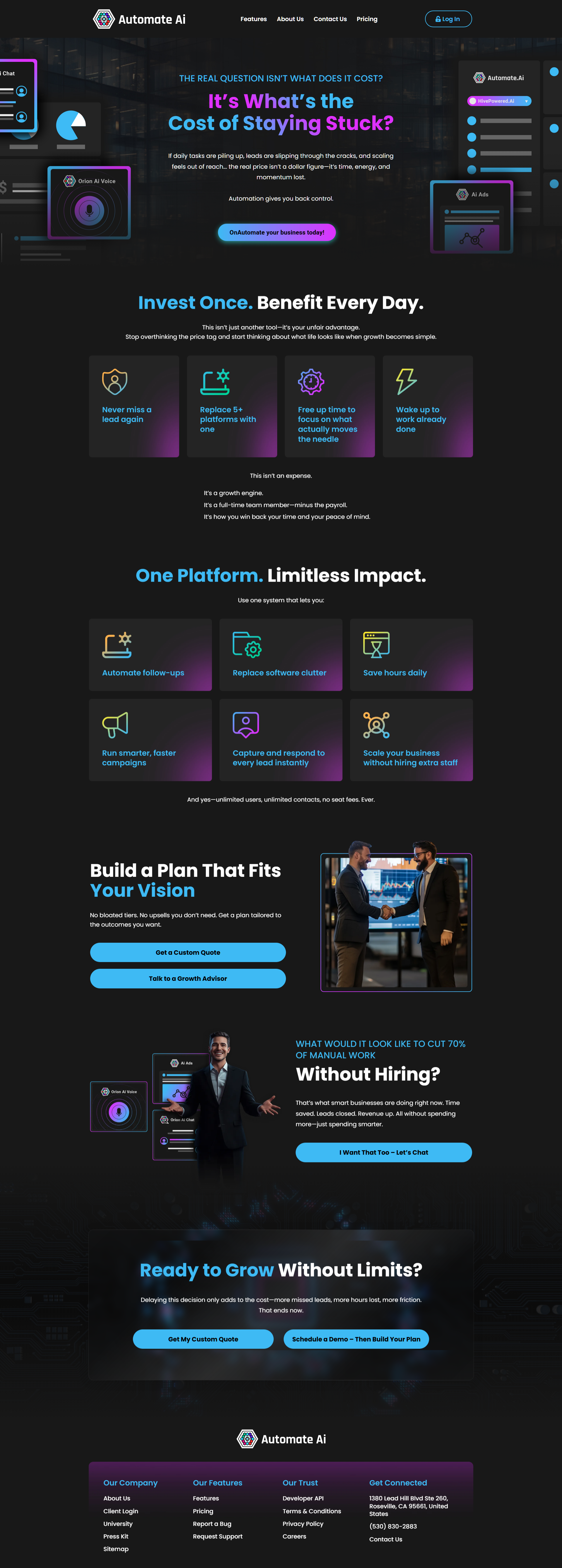 OnAutomate Website, web design by HivePowered.Ai