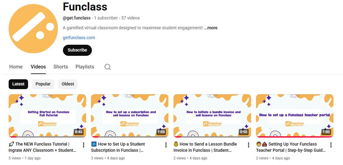 Funclass link and YouTube channel for engagement Funclass link and YouTube channel for engagement