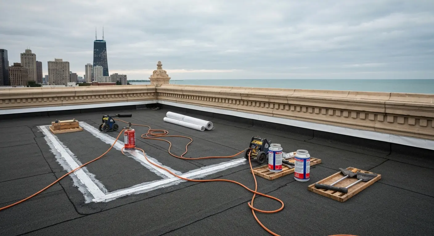 Flat roof repair work