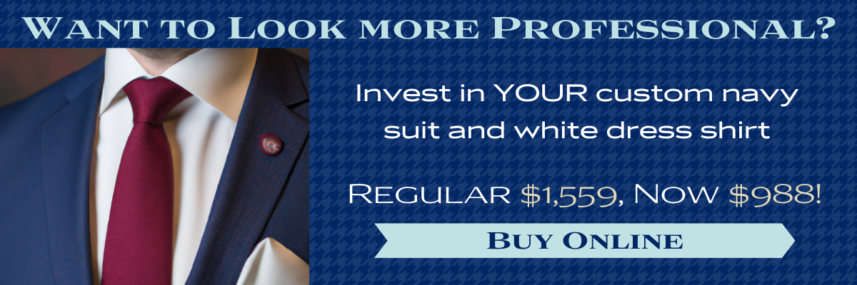 A custom fit navy suit with a classic white dress shirt at an amazing offer A custom fit navy suit with a classic white dress shirt at an amazing offer