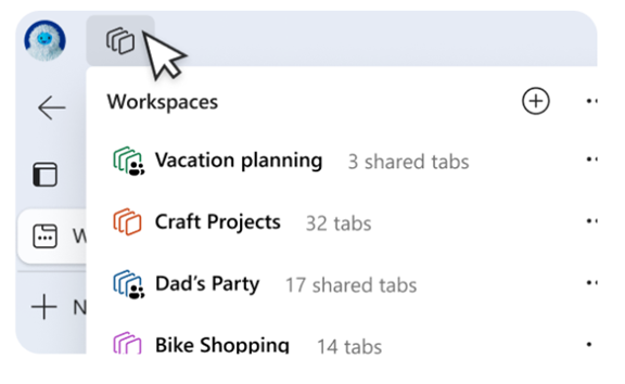 screenshot showing the workspaces on microsoft.