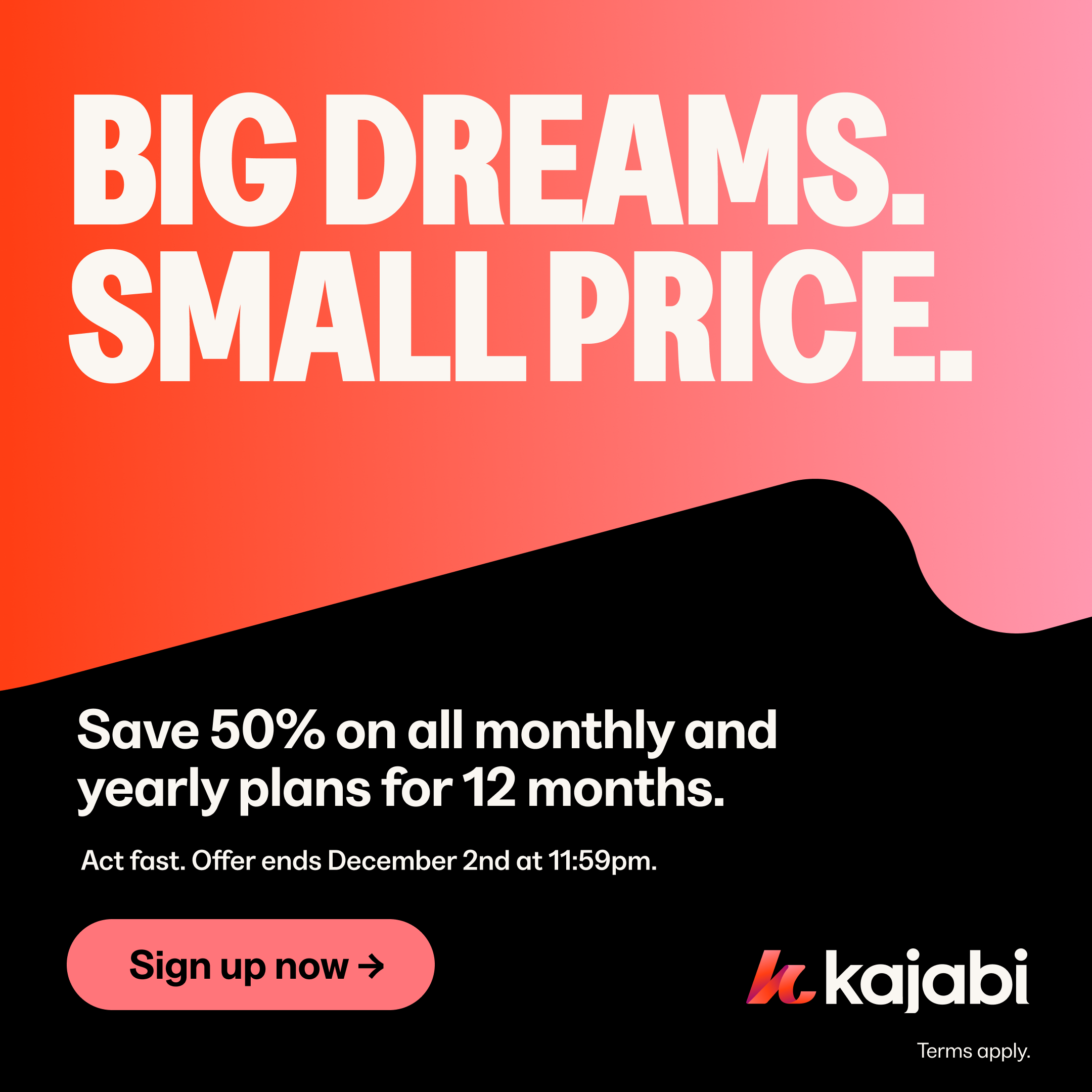 50% off Kajabi for a year 50% off Kajabi for a year