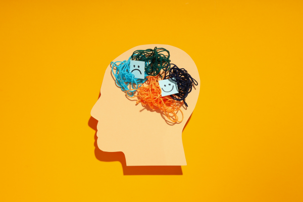 Resilience concept: tangled brain with positive and negative emotions Resilience concept: tangled brain with positive and negative emotions