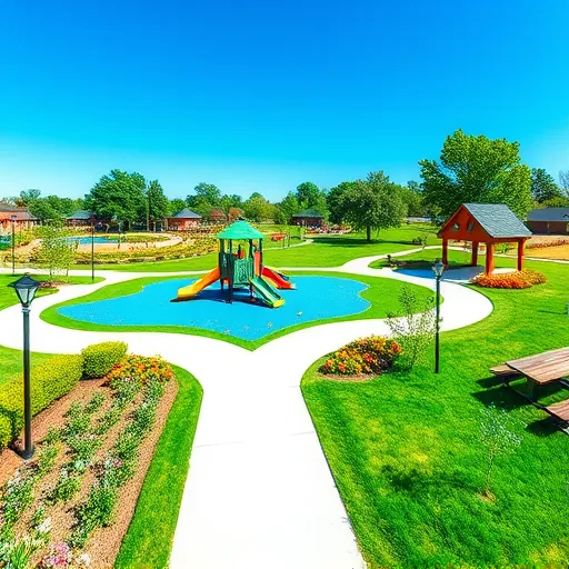 Completed remodeling project in David C. Driskell Community Park showcasing new structures and landscaping.