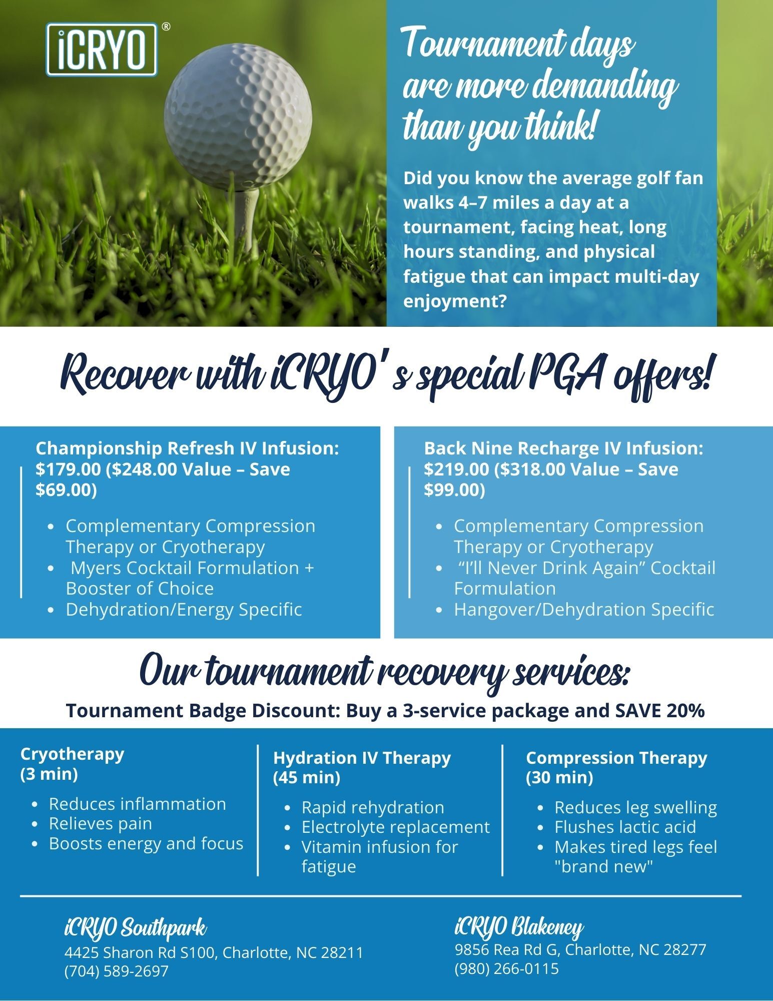 iCRYO PGA tour services
