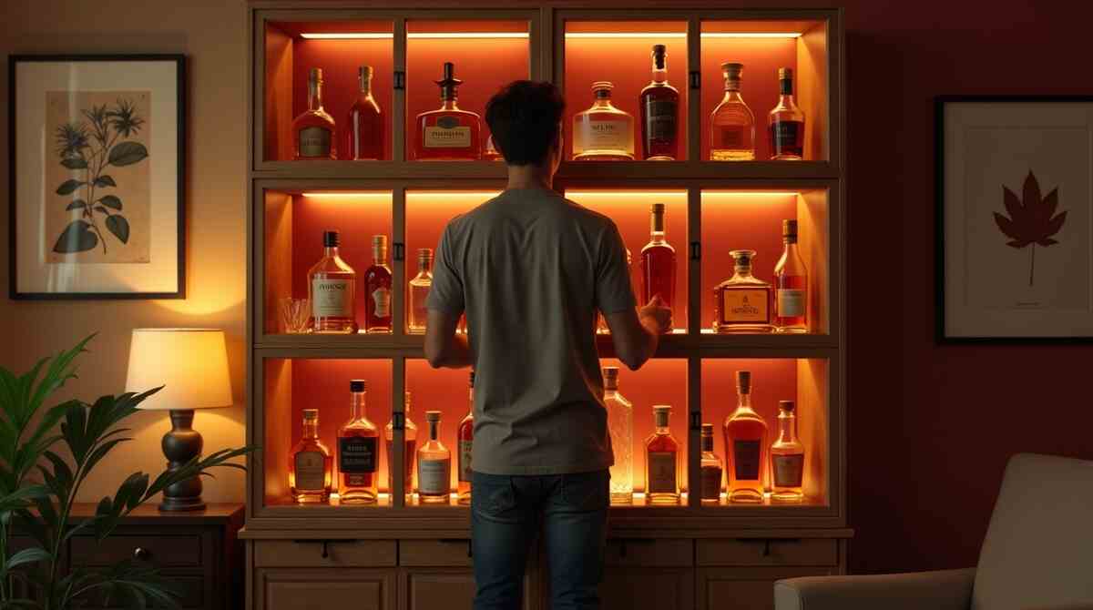 how-to-store-liquor-in-home-library-with-custom-cabinet