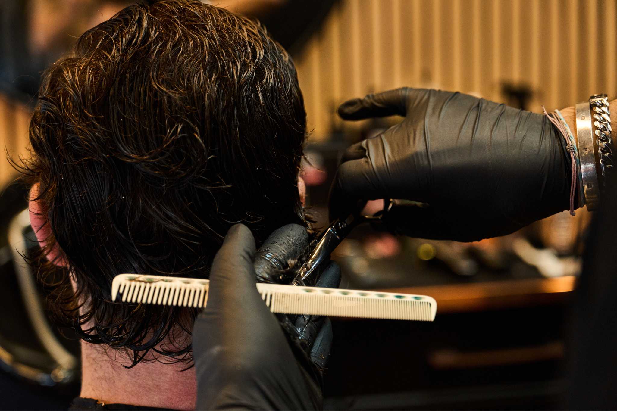 Man getting a traditional style haircut