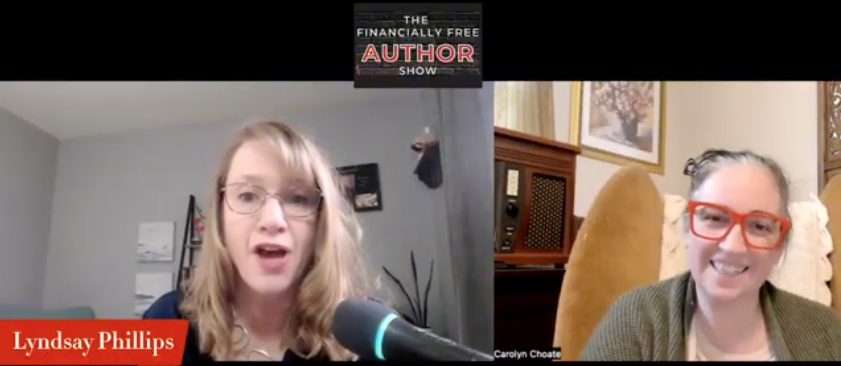 Moment from Lyndsay Phillip's interview on The Financially Free Author Show with Carolyn Choate Moment from Lyndsay Phillip's interview on The Financially Free Author Show with Carolyn Choate