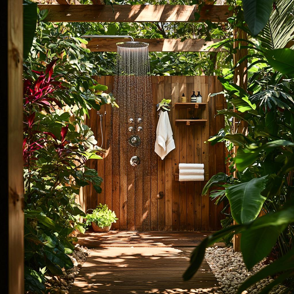 Outdoor shower amenities in rental property Outdoor shower amenities in rental property