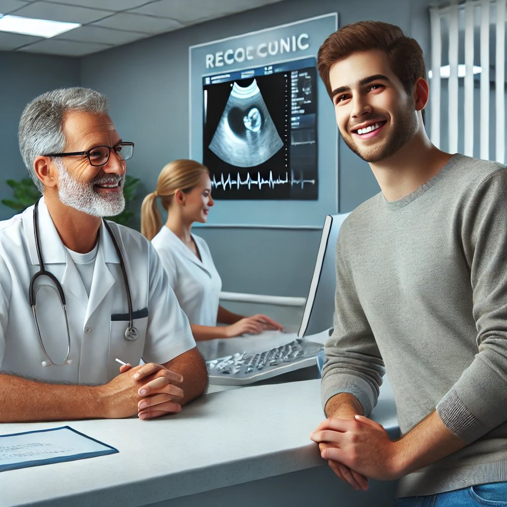 Man with sonographer