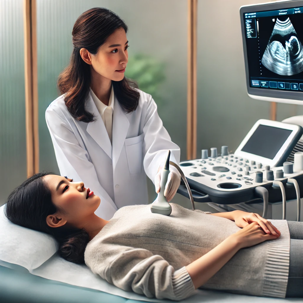 Female patient having ultrasound 
