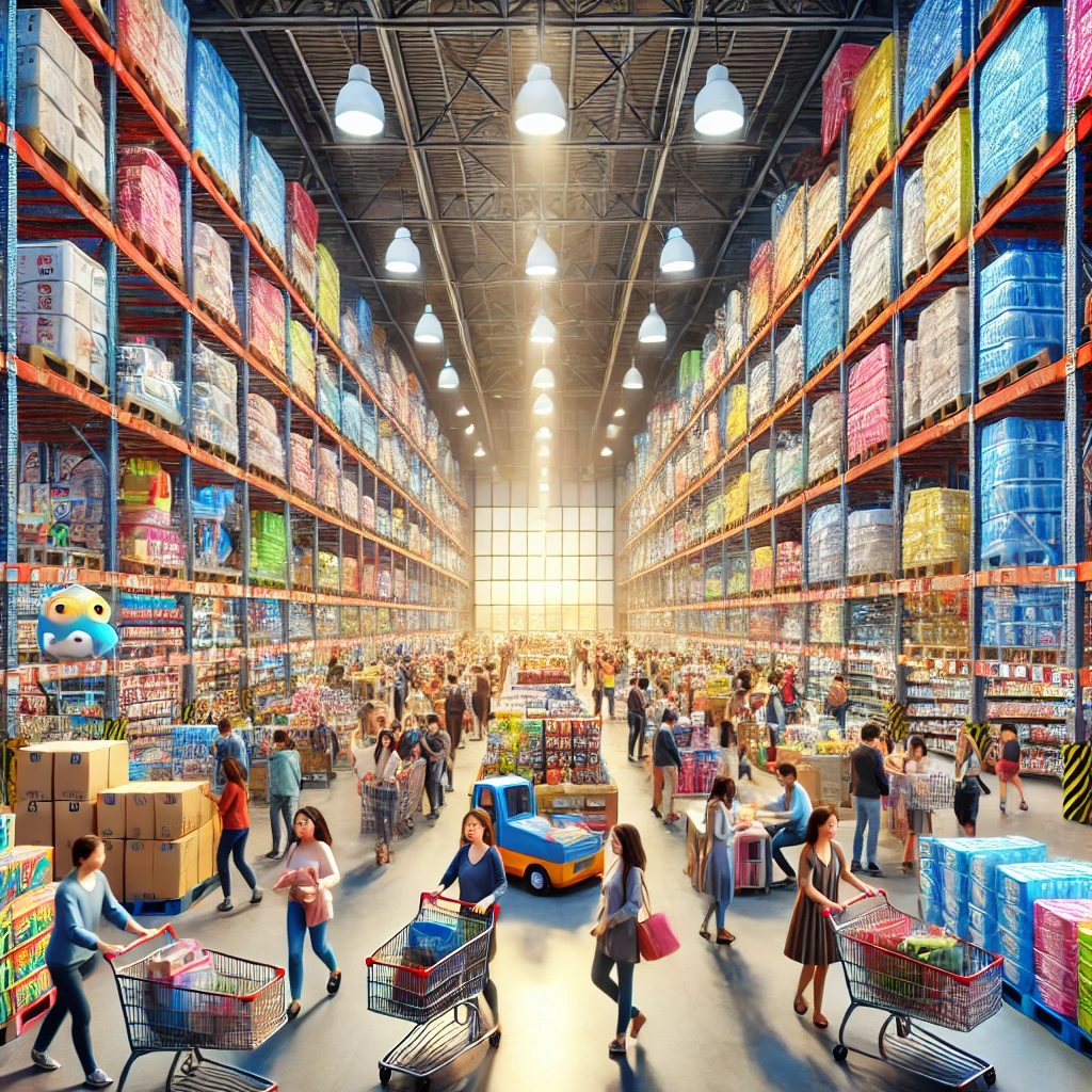 warehouse shopping, snacks, picture