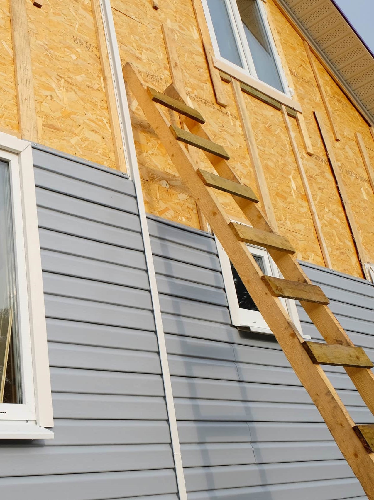 an ongoing siding installation