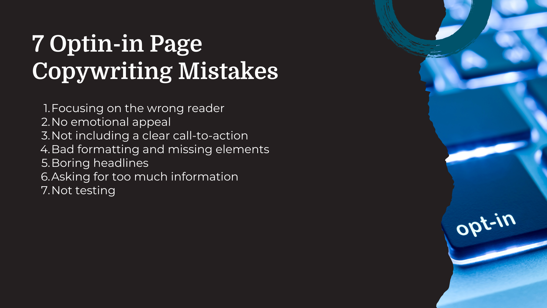 list of opt-in page copywriting mistakes covered in this article