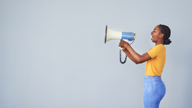 Black woman with a megaphone