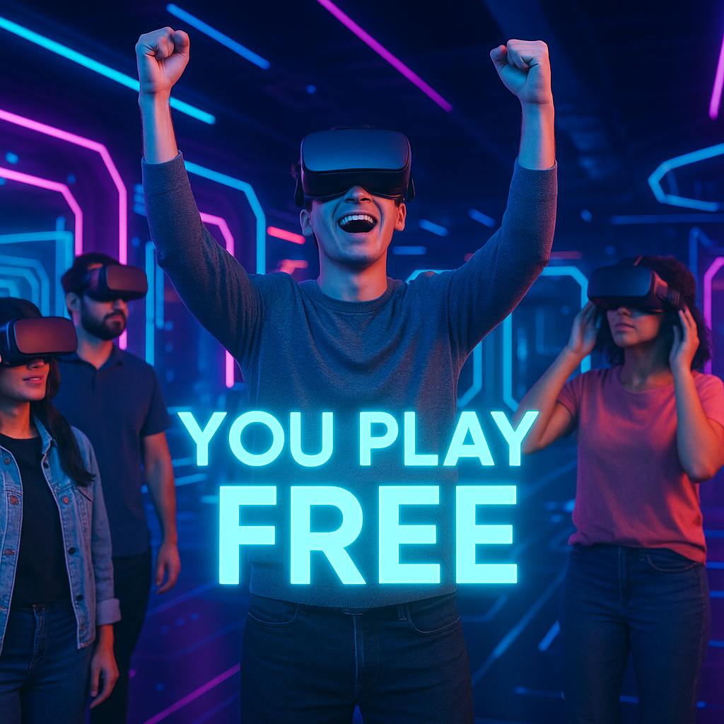 promotional flyer for another world vr virtual reality. bring 4 friends you play free promotional flyer for another world vr virtual reality. bring 4 friends you play free