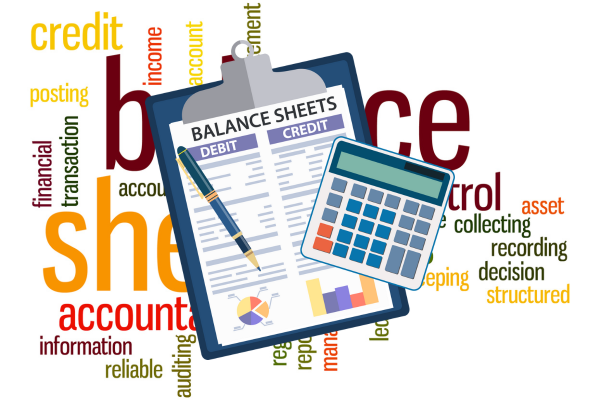 An image of a spreadsheet on a clipboard depicting a balance sheet, demonstrating the importance of tracking business finances in health and wellness