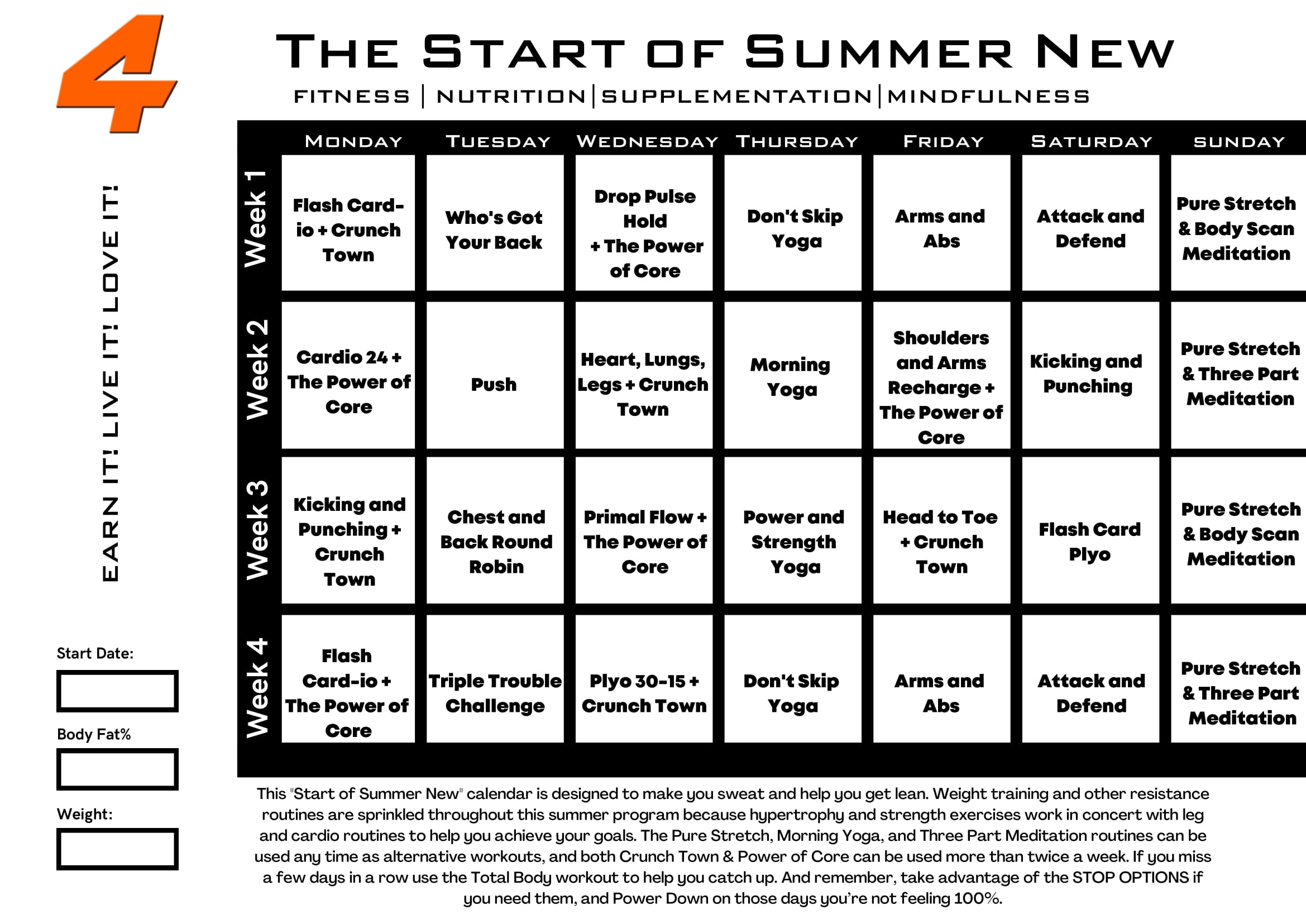 Build and Burn Calendars Powernation Fitness Power Nation