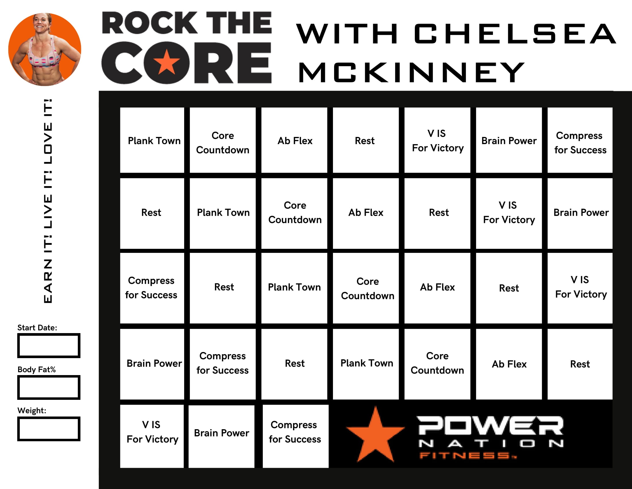 Rock the Core Calendars Powernation Fitness Power Nation