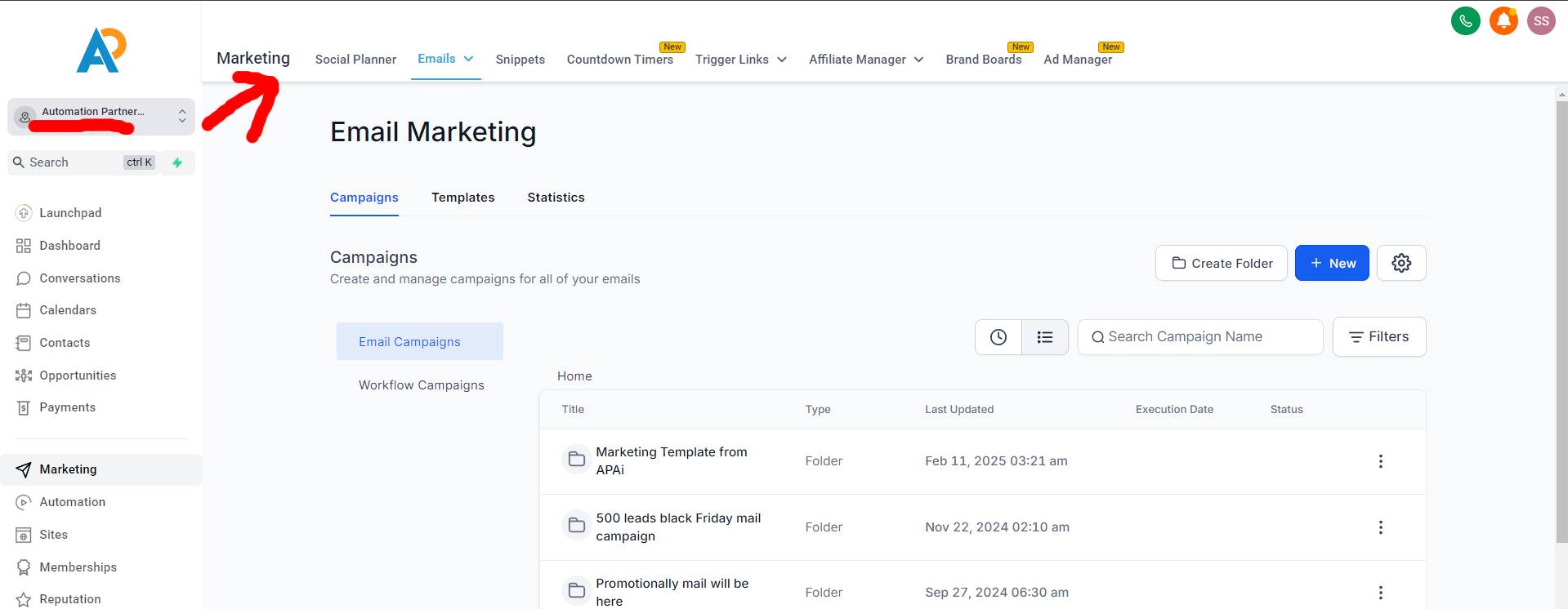 Automation partners ai email dashboard Automation partners ai email dashboard