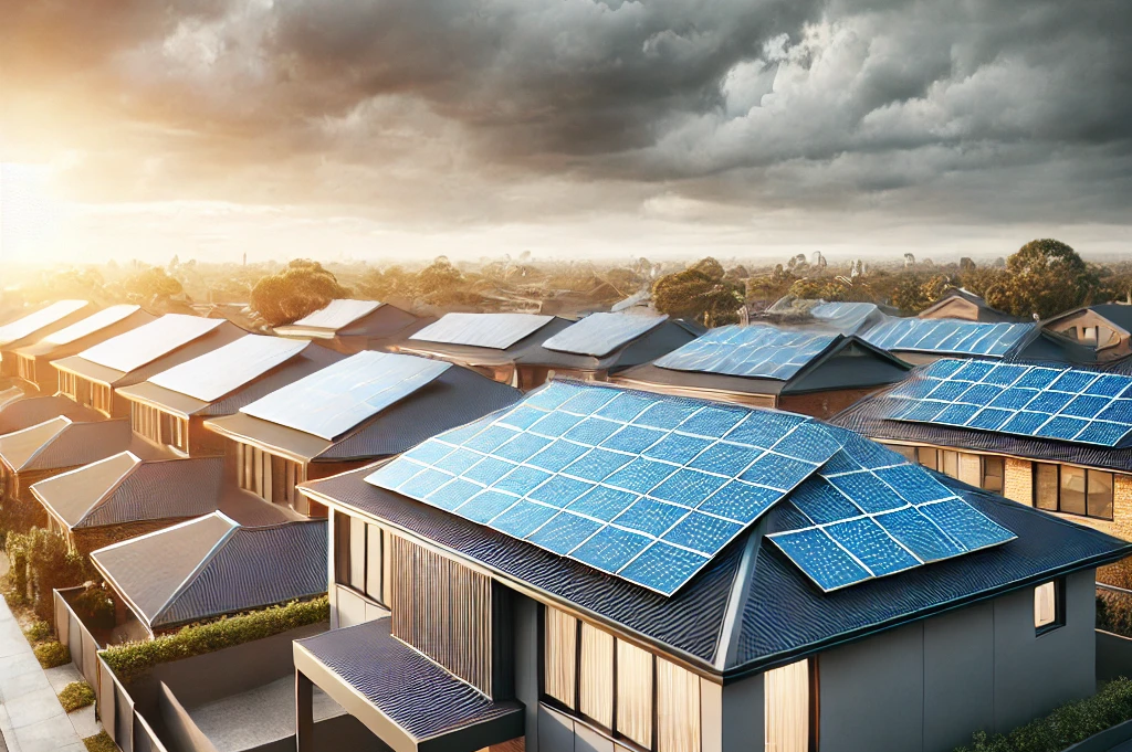 Solar homes on cloudy day Solar homes on cloudy day