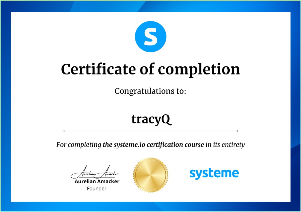 Systeme.io Certificate Systeme.io Certificate