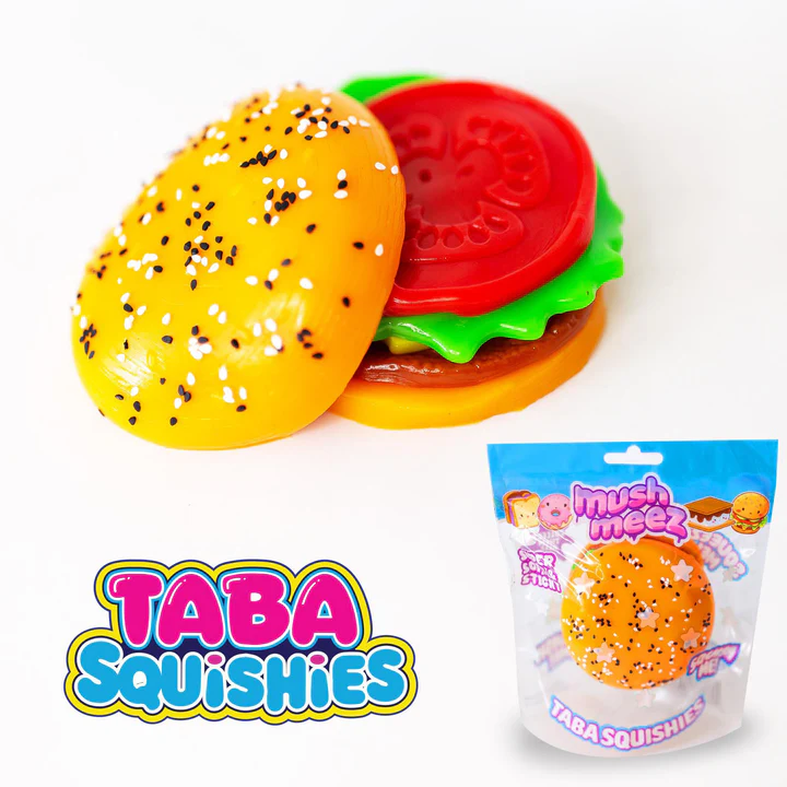 MushMeez Taba Squishies Burger Jumbo 3.5 inches (layered, squishy, stress reliever toy)