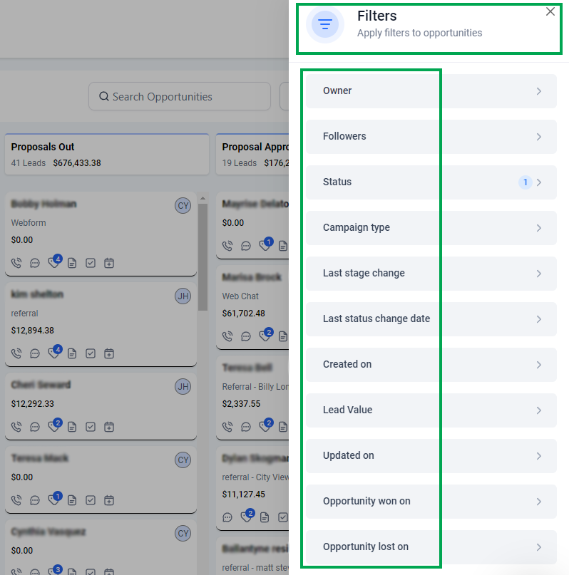 Filtering and Sorting Opportunities