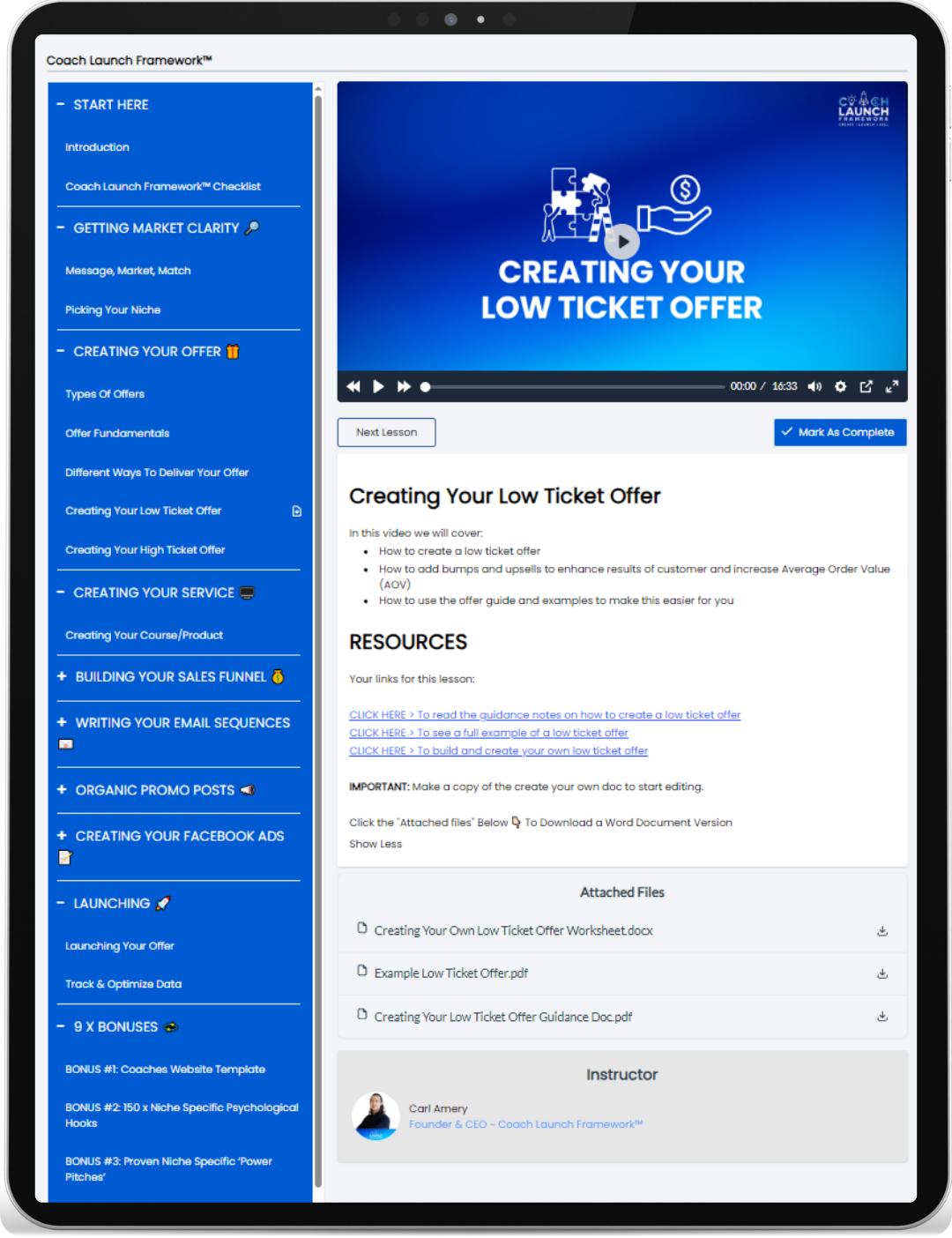 Coach Launch Framework Course