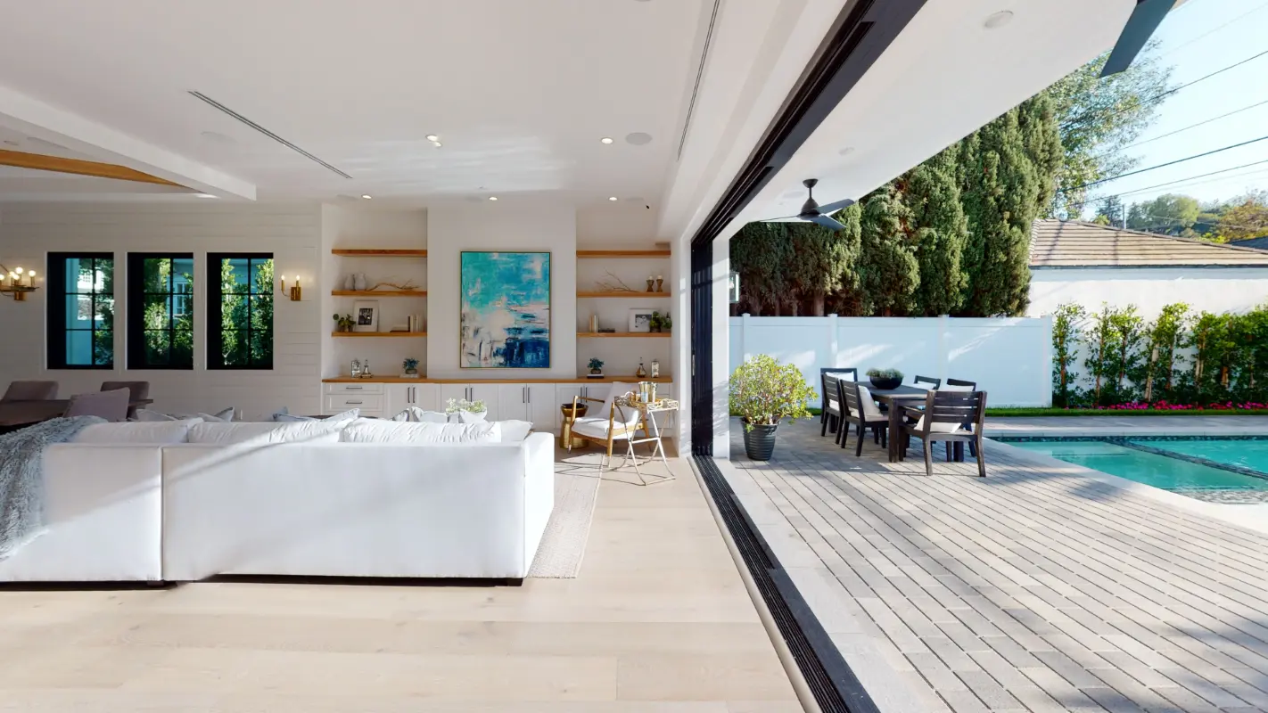 Detached ADU exterior at dusk