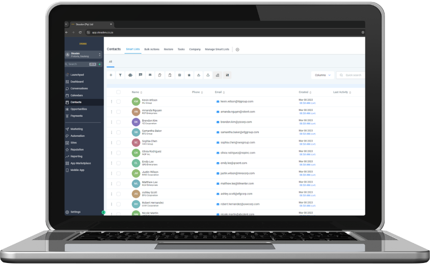 Steaden CRM Contacts
