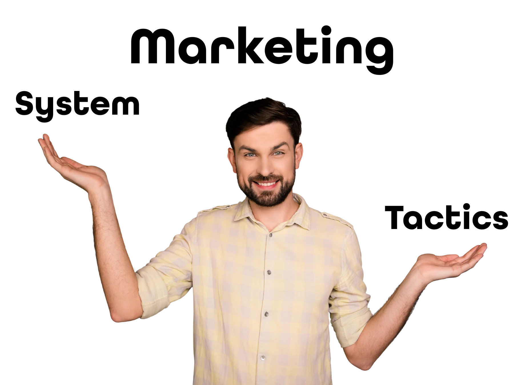 Small business owner reframing marketing as a balanced system rather than a collection of tactics