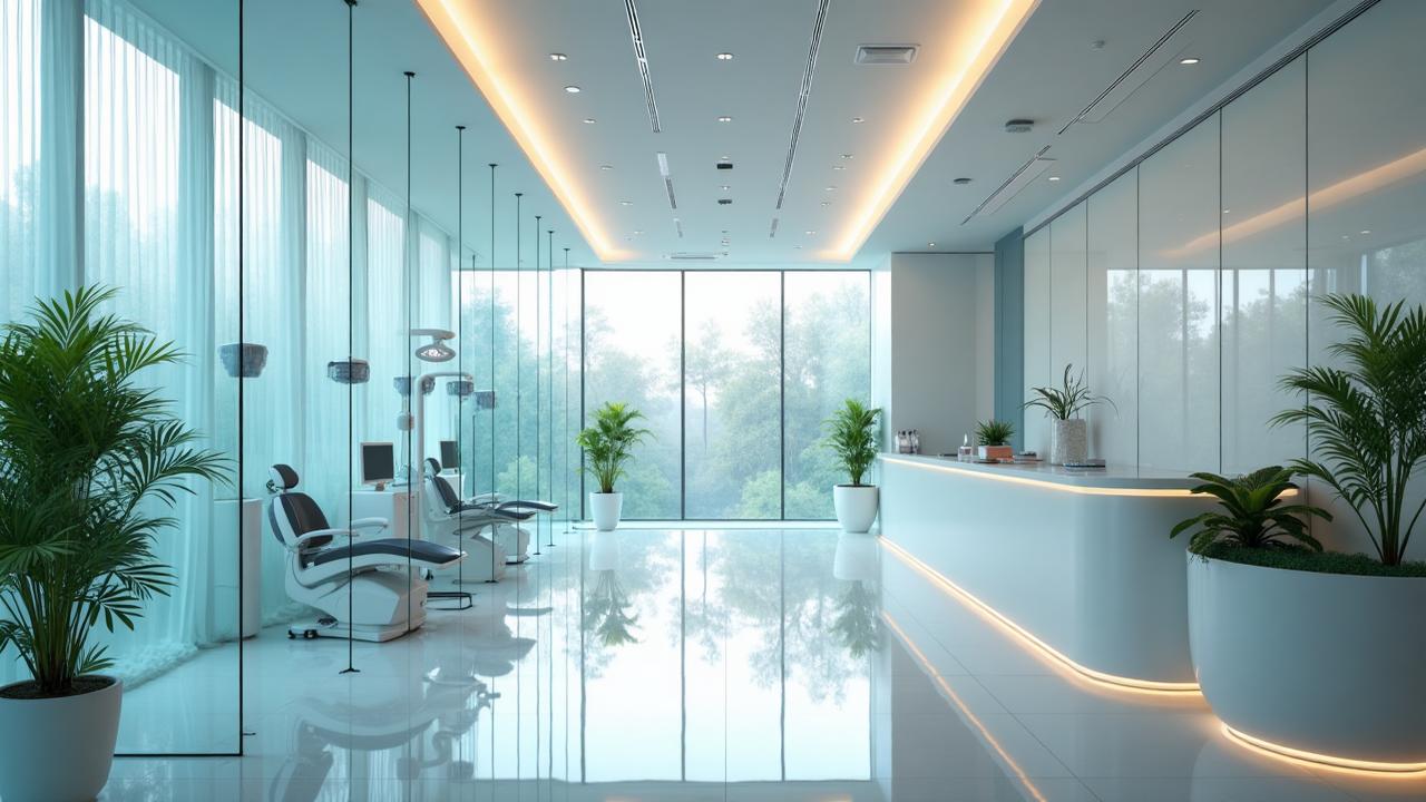 Modern transparent dental clinic interior