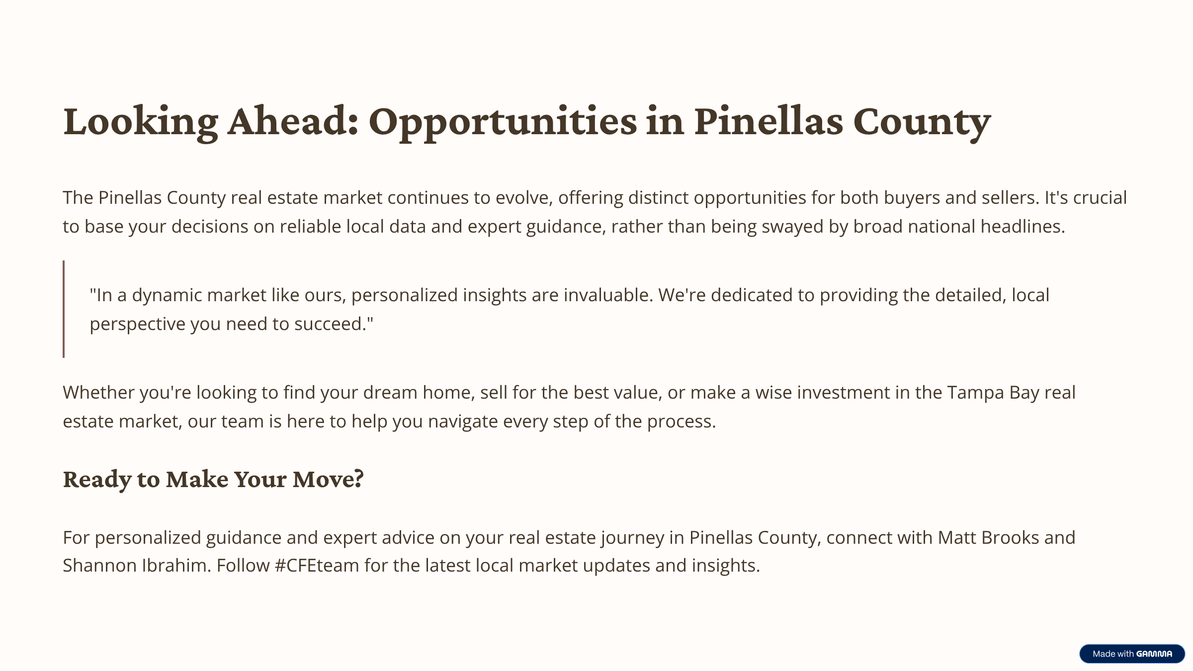 Looking Ahead: Opportunities in Pinellas County