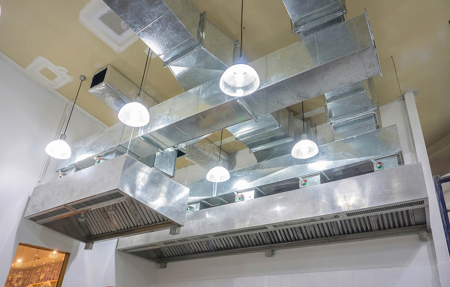 Restaurant exhaust hood and filters after a full degreasing service