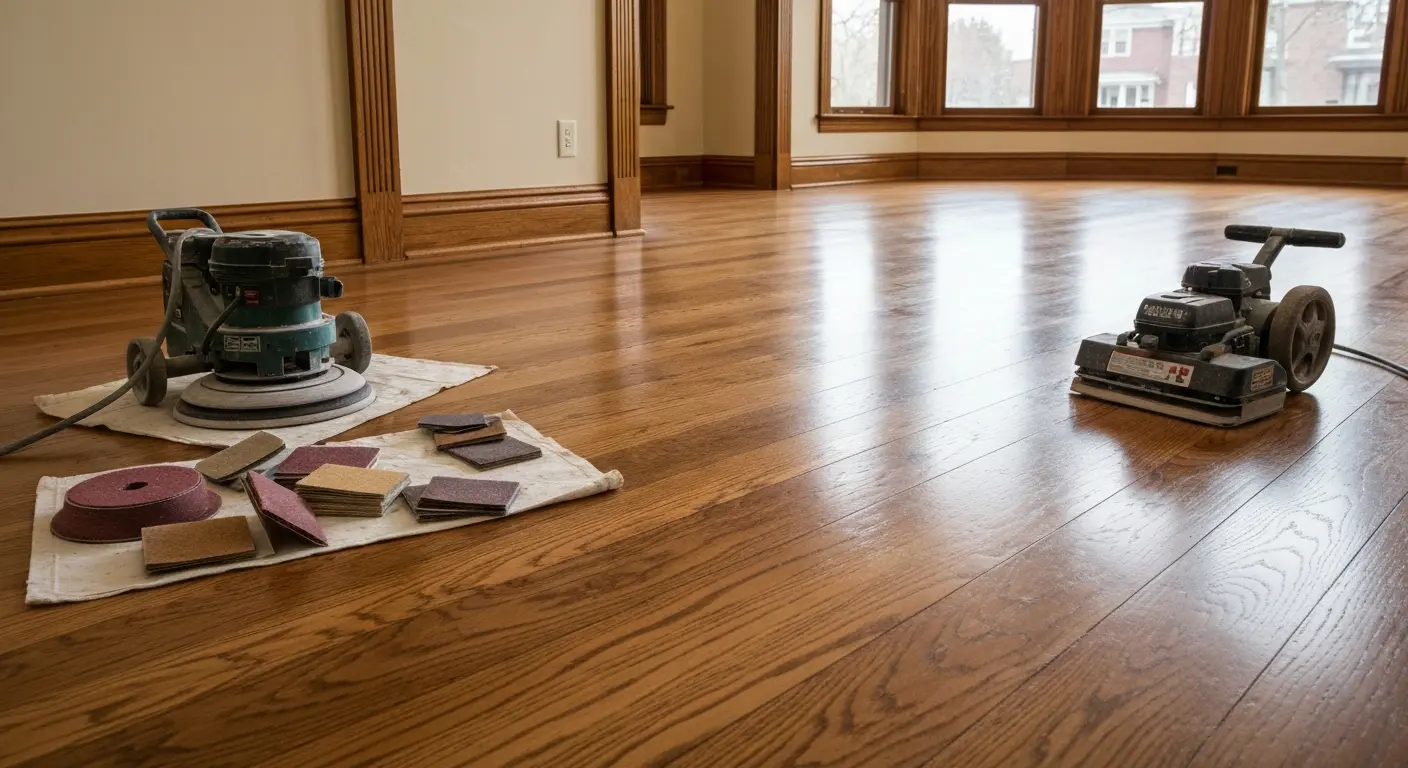 Hardwood floor refinishing project