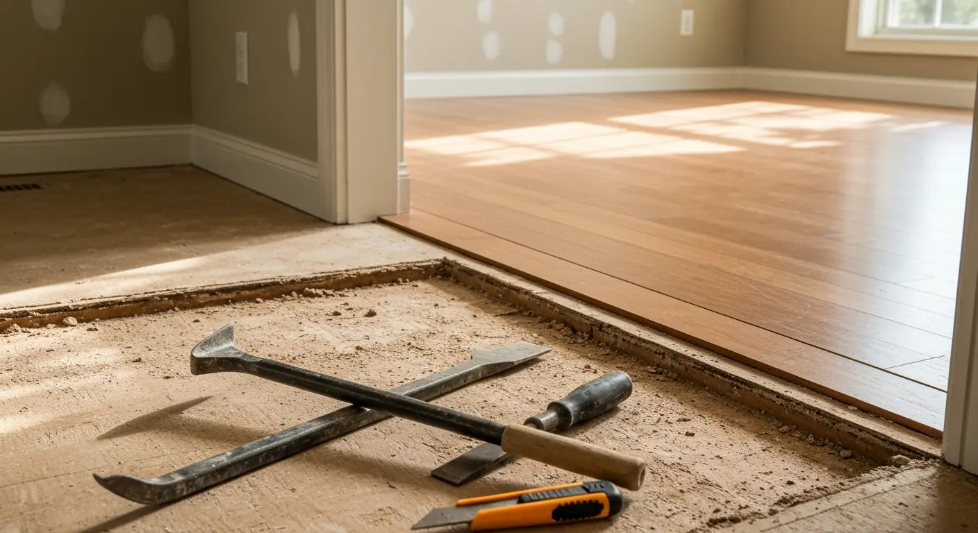 Hardwood flooring removal project