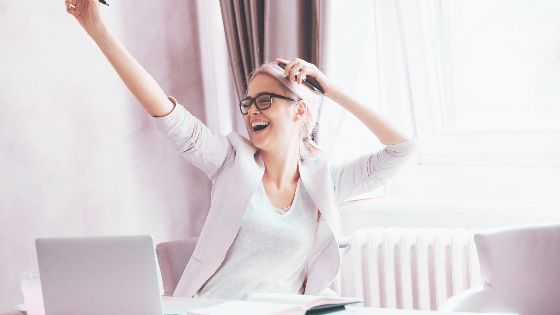 confident woman celebrating win