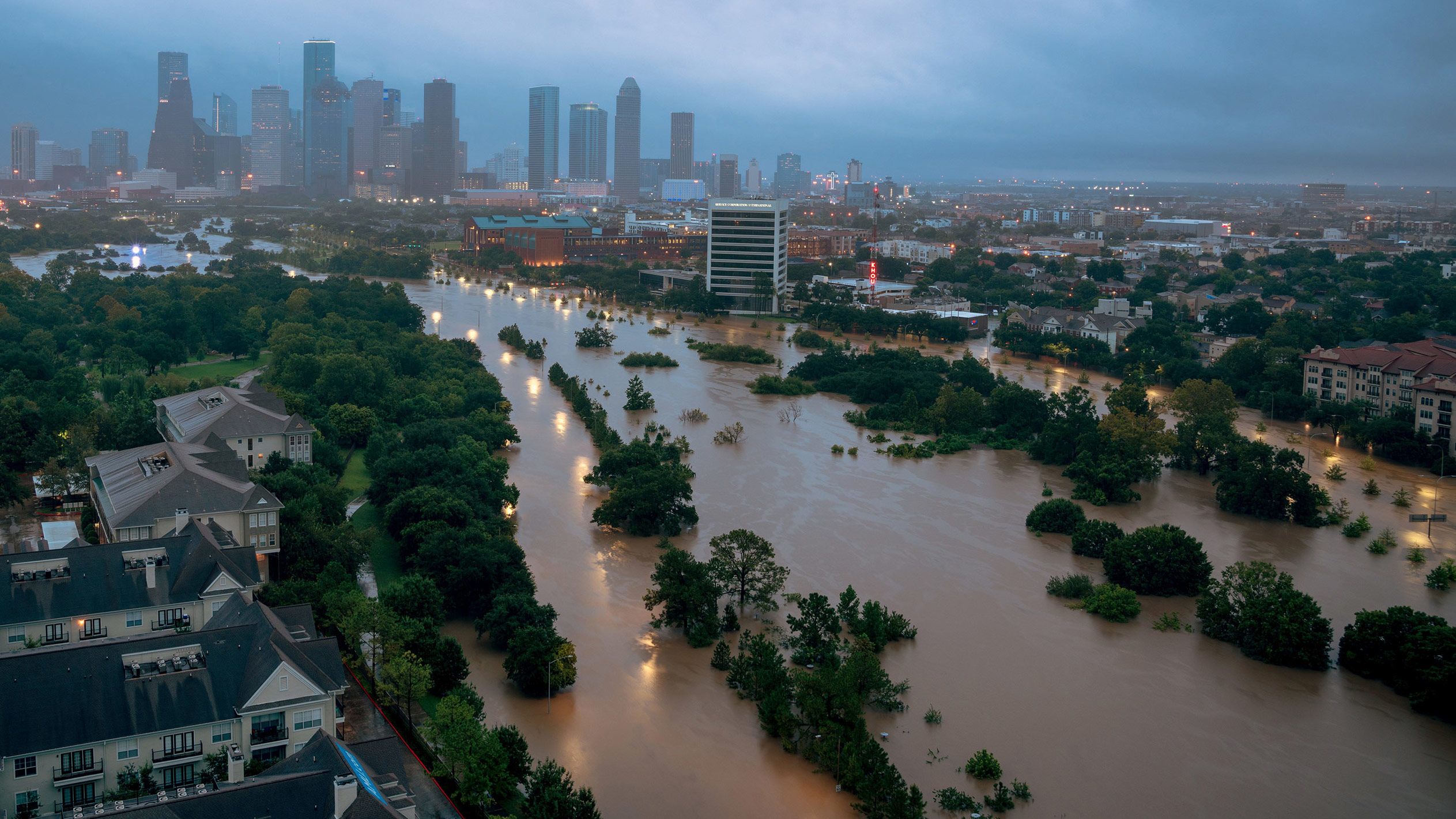 Houston Streets flooded by Hurricane Harvey